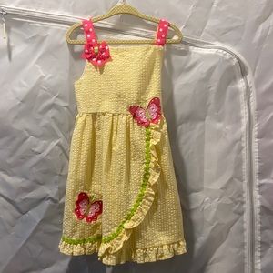 Emily Rose Yellow Gingham Butterfly Sundress. 4T